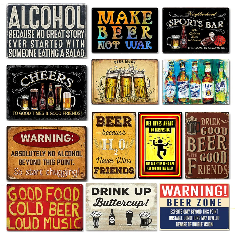 Wine Beer Pub - Metalenen bord bar pub BBQ winkel