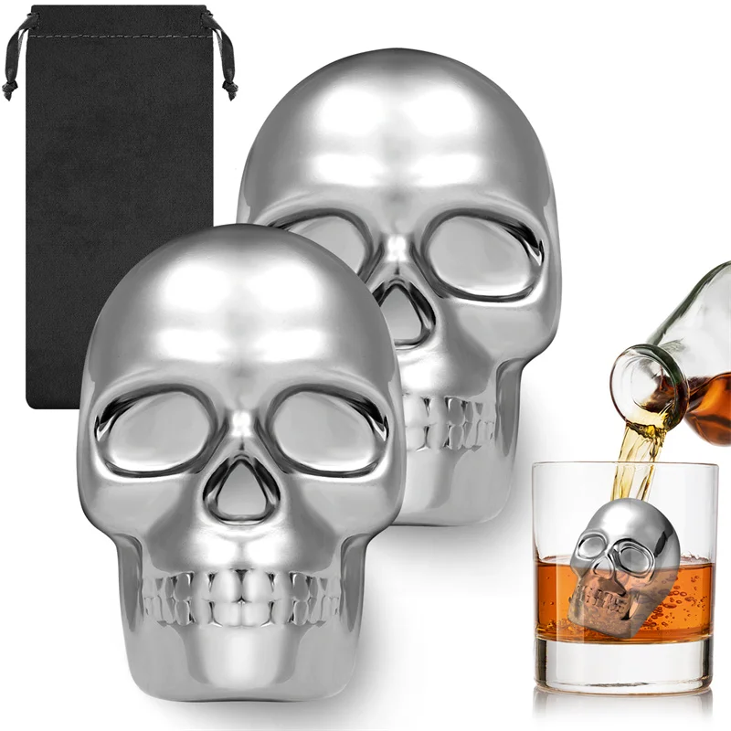 Wine Beer The Whiskey - Herbruikbare 2 Skelet Hoofd Whiskey Stone