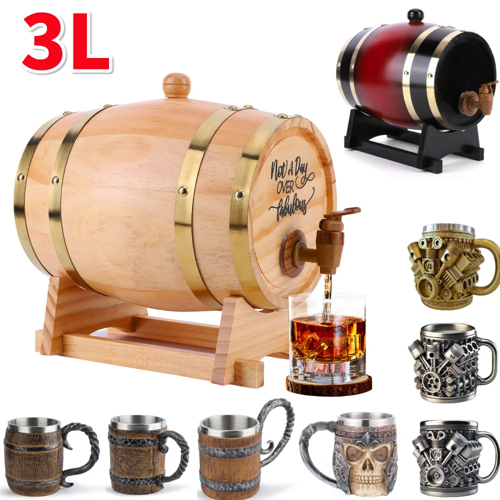 Wine Beer The Whiskey - 3L Houten Whiskyvat met Standaard Bung