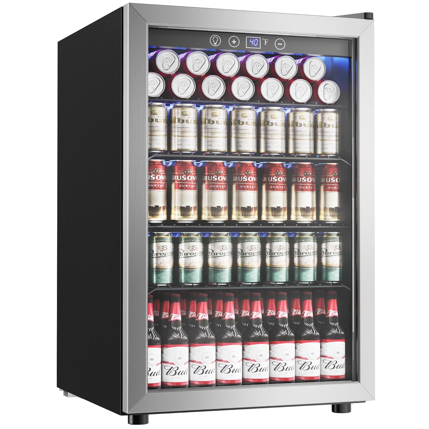 Wine Beer Cooler Fridge - 4,5 Cu.ft drankenkoelkast, 145 blikjes minikoelkast