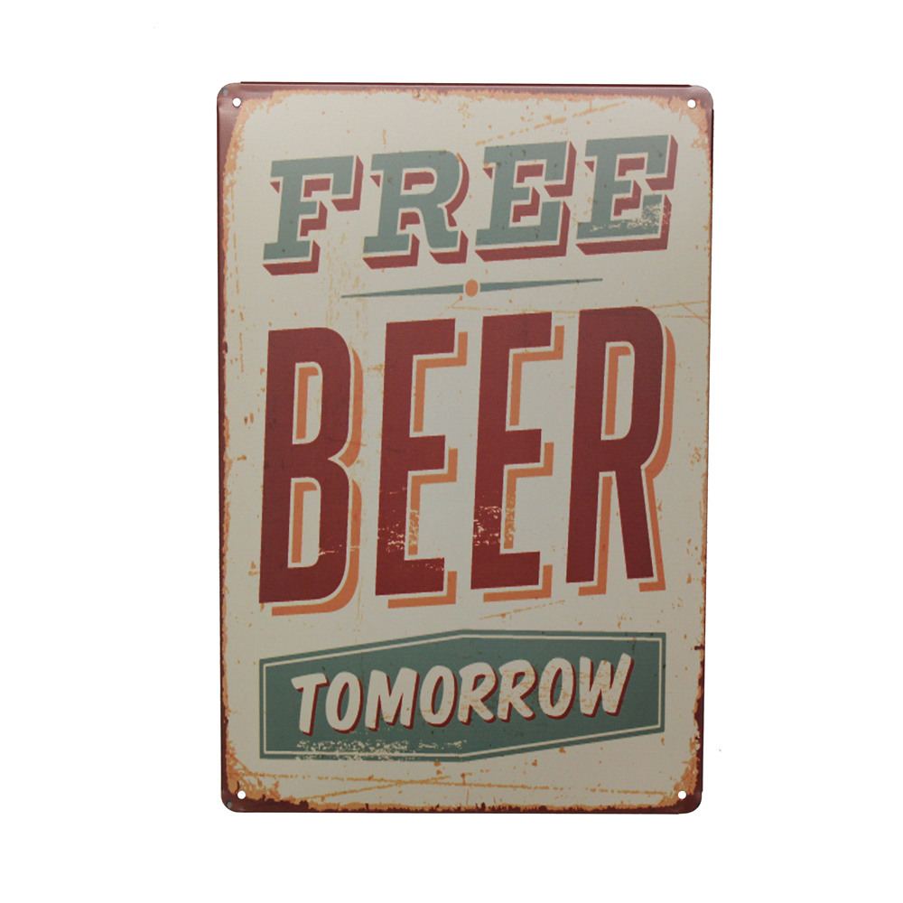 Wine Beer Pub - Gratis Bier Drinken Tinbord Wijn Morgen