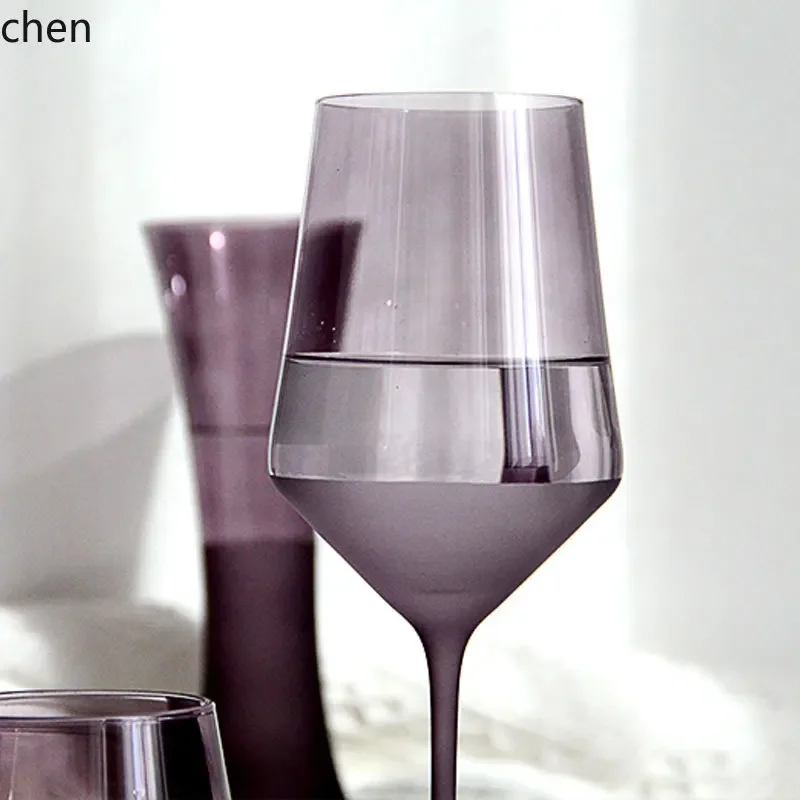 Wine Glass Set Crystal - Kristallen wijnglazenset - premium paarse minimalistische