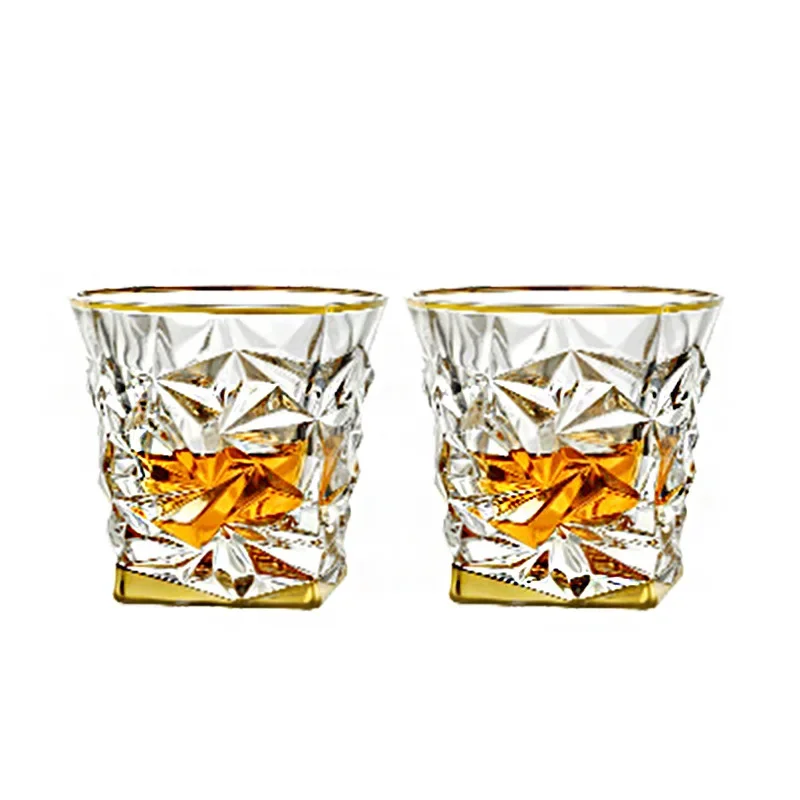 Wine Beer Pairing - Kristallen glazen goud geschilderde whiskybeker, buitenlandse
