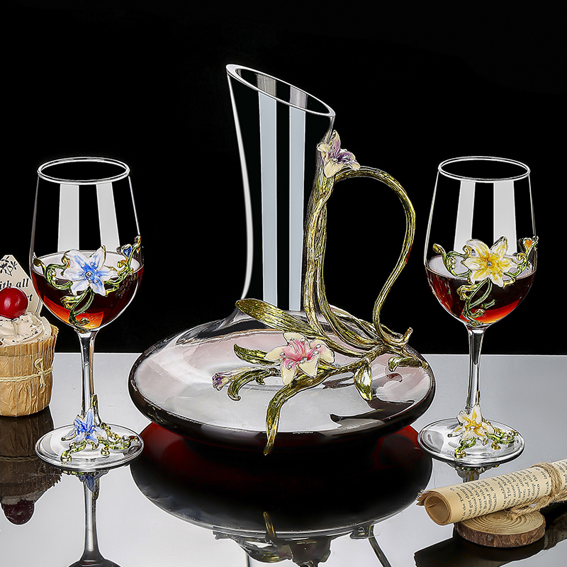 Wine Glass Set Crystal - Emaille kristallen vintage bekerset Luxe champagne
