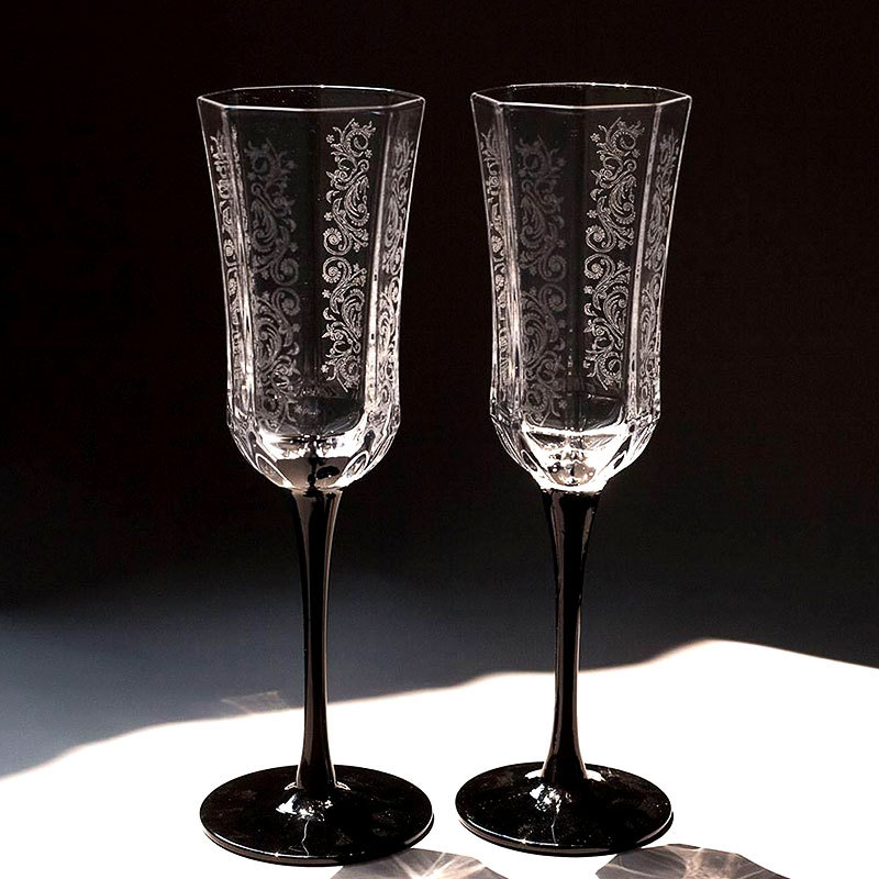 Wine Glass Set Crystal - Franse Vintage Champagneglas Zwarte Zwaan Valentijnsdag