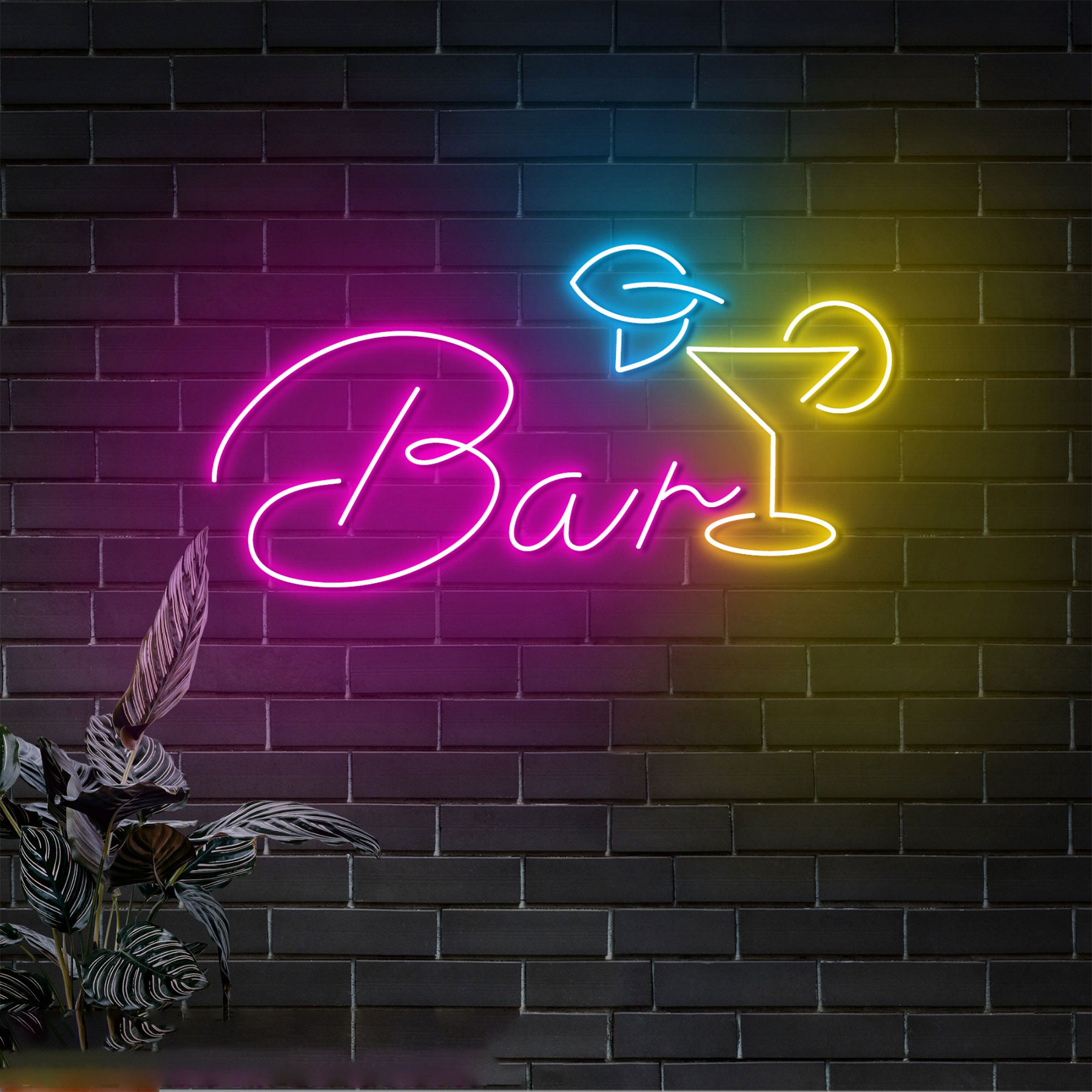 Wine Beer Pub - Open Bar Neon Bord Cocktail Bar