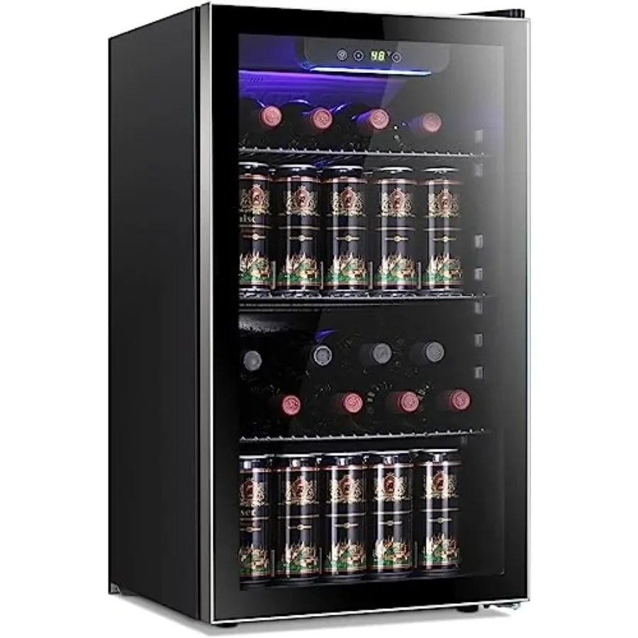 Wine Beer Cooler Fridge - 26 Flessen 130 Blikjes Wijnkoeler/Kast Drankenkoelkast
