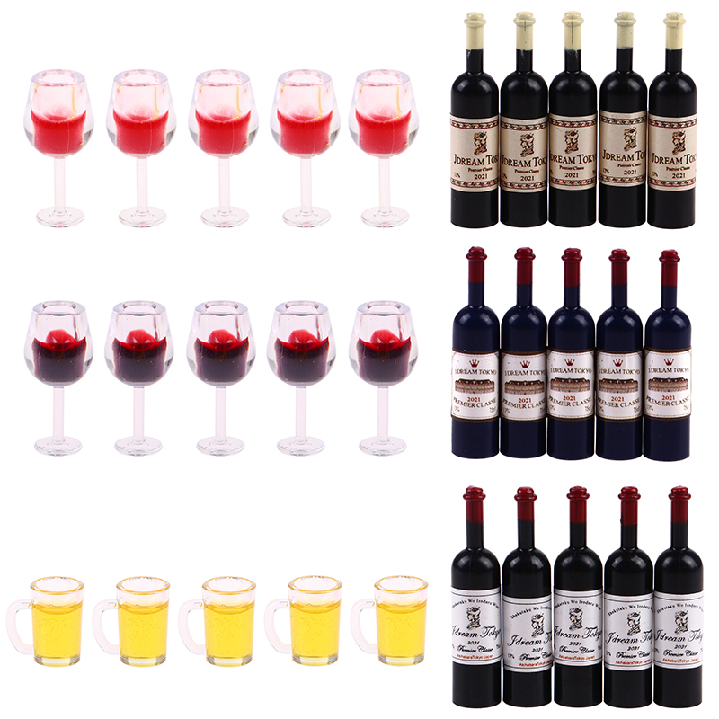 Wine Y Beer - 5 Stuks 1:12 Poppenhuis Miniatuur Wijnkop