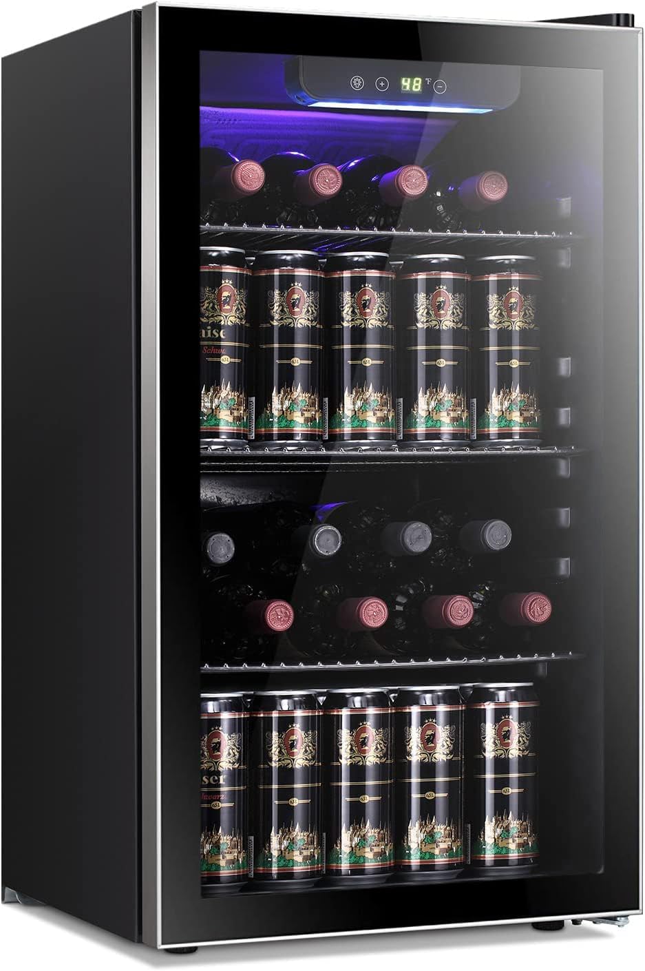 Wine Beer Cooler Fridge - 26 Flessen 130 Blikjes Wijnkoeler/Kast Drankenkoelkast