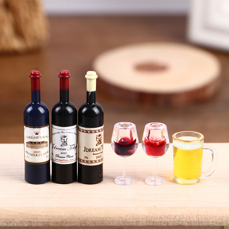 Wine Y Beer - 5 stuks poppenhuis miniatuur wijnbeker biermok