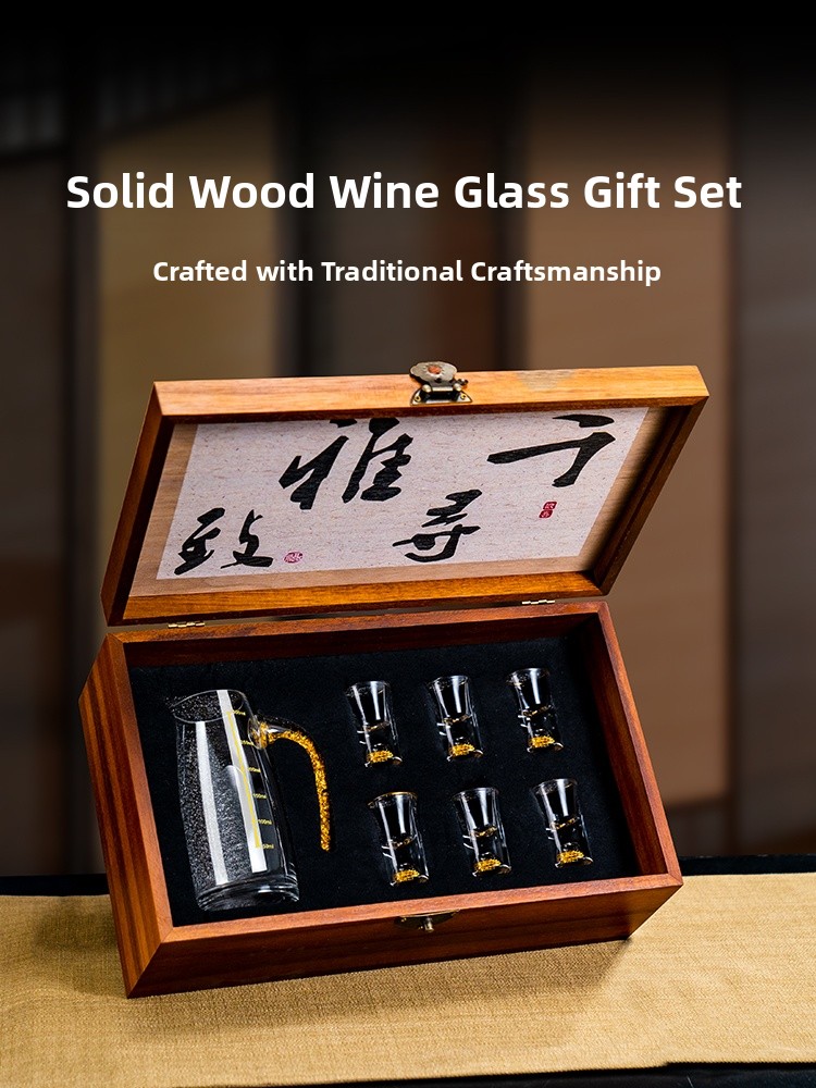 Wine Glass Set Crystal - Chinese stijl houten witte wijnbekerset met