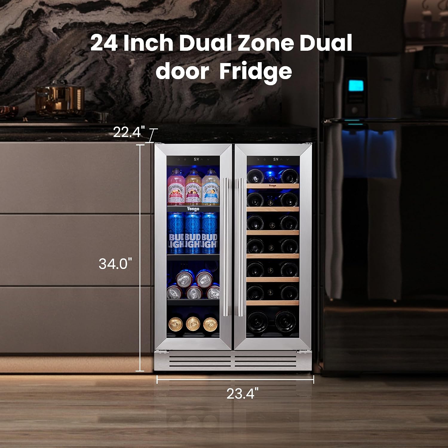Yeego 24 Inch Wijn- en dranken - Wine Beer Cooler Fridge recensie en prijs